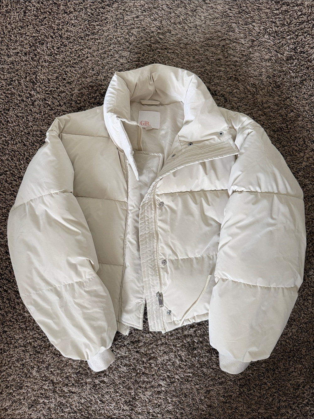 Gianni Bini Cream White Puffer Jacket - Quilted Short Coat